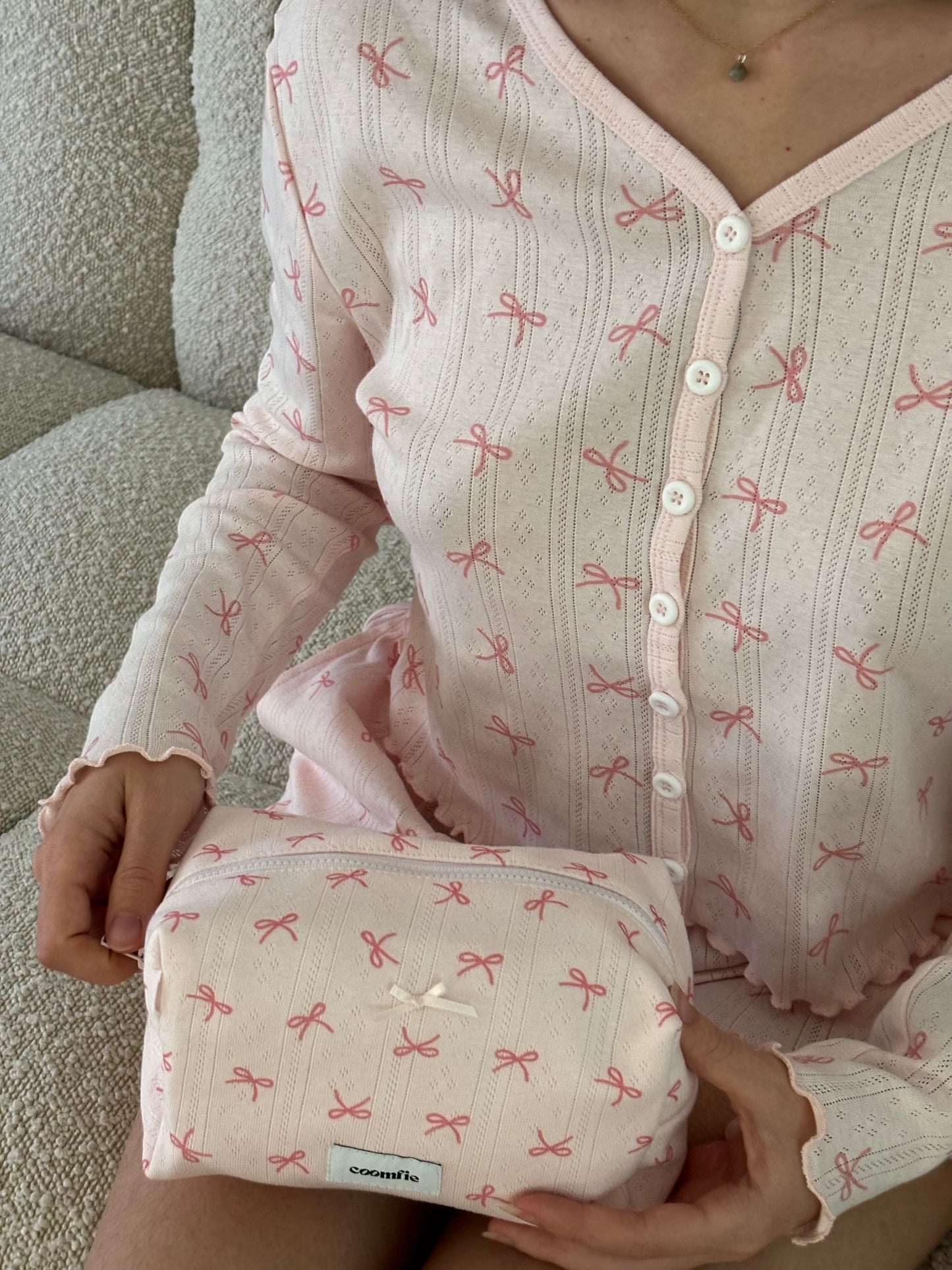 Pink Bow makeup pouch